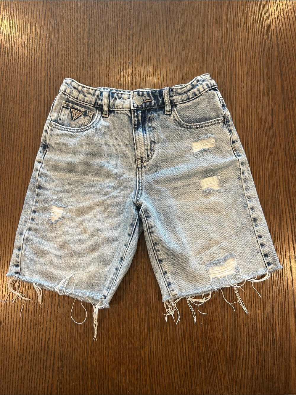 GUESS Girls Light Blue Distressed Denim Shorts